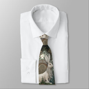 Celtic Moonlit Hare Tie, Grönt Celestial design Slips