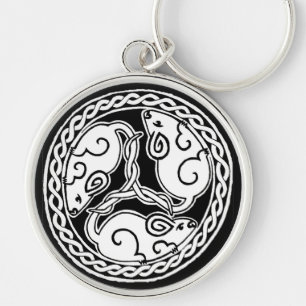 Celtic möss Keychain Rund Silverfärgad Nyckelring