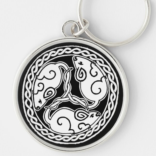 Celtic möss Keychain Rund Silverfärgad Nyckelring (Framsidan)