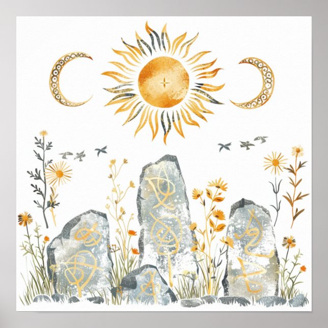 Celtic Mythology och Sol Symbols Litha Poster (Framsidan)