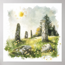 Celtic Mythology och Sol Symbols Litha Poster
