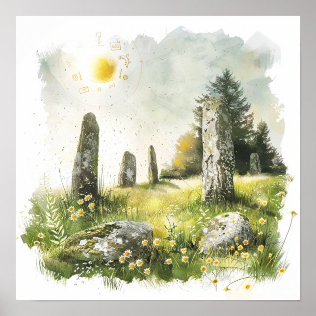 Celtic Mythology och Sol Symbols Litha Poster (Framsidan)