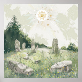 Celtic Mythology och Sol Symbols Litha Poster