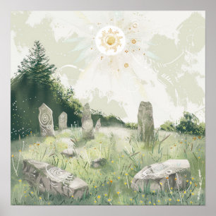 Celtic Mythology och Sol Symbols Litha Poster