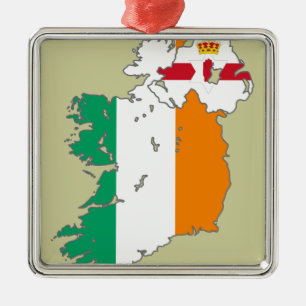 Celtic Nation Irish Karta Julgransprydnad Metall