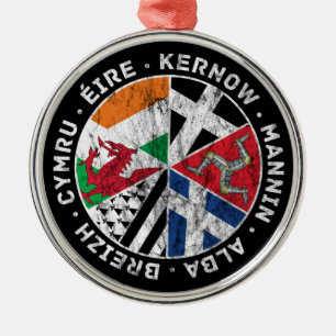 Celtic nationflaggor Irland Wales Manx Cornwall Julgransprydnad Metall