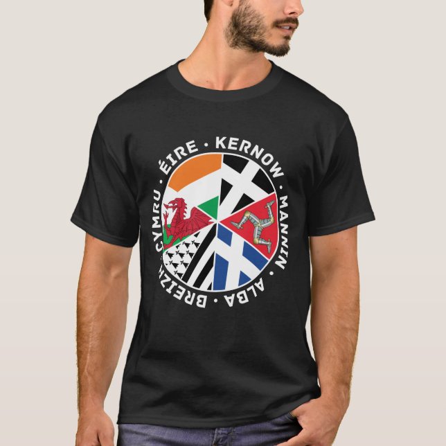 Celtic Nations Land Flaggor Manar  serve Shirt Tee (Framsida)