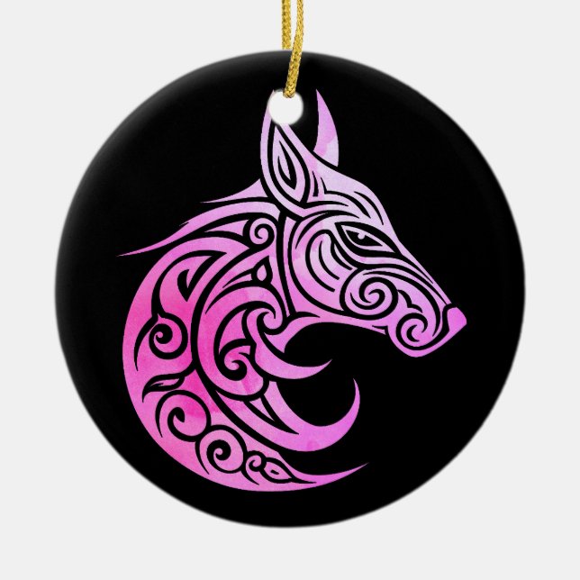 Celtic Nordic Fox Julgransprydnad Keramik (Framsidan)