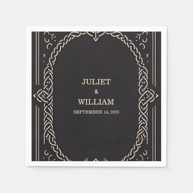 Celtic Nordic Medieval Rulla Viking Bröllop Pappersservett (Framsidan)