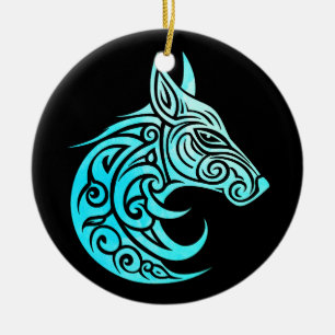 Celtic Nordic Winter Fox Julgransprydnad Keramik