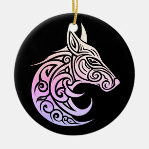 Celtic Nordic Winter Fox Julgransprydnad Keramik