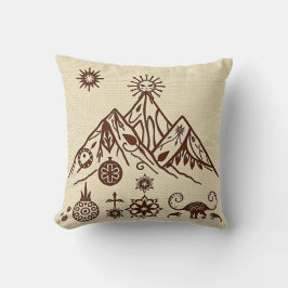 Celtic och Inuit Inspired Mountain Motifs Kudde