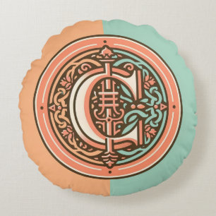 Celtic Pastel Brev ’C’ Round Dekorativ kudde