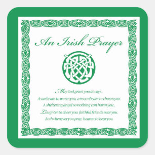 Celtic Prayer St. Patrick's Day Fyrkantigt Klistermärke