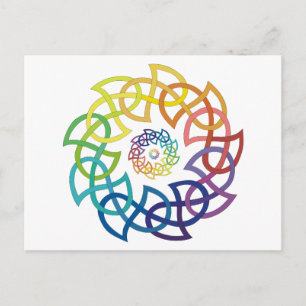 Celtic Rainbow Knotwork Ringar Vykort