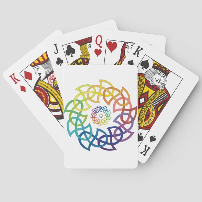 Celtic regnbågeKnotwork ringar Kortlek (Baksidan)