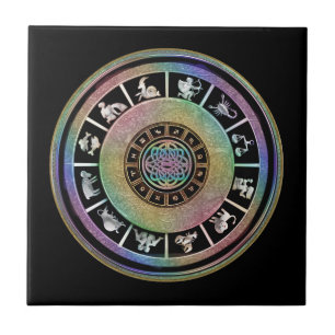 Celtic regnbågeZodiacMandala Kakelplatta