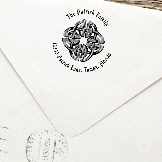 Celtic Returadress Frimärke Simple Rustic Självfärgande Stämpel (Celtic cross return address stamp. )