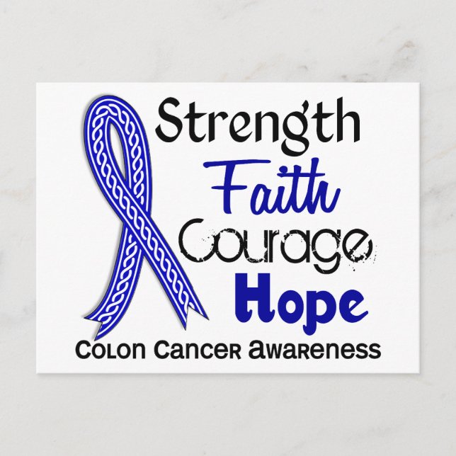 Celtic Ribbon Strength Faith Hope Colon Cancer Vykort (Framsida)