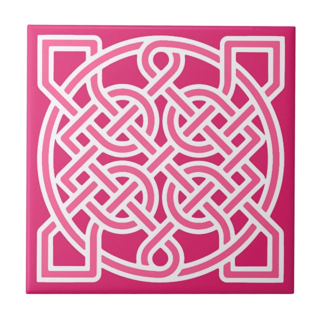 Celtic Sailor's Knot, Fuchsia Rosa and White Kakelplatta (Framsidan)