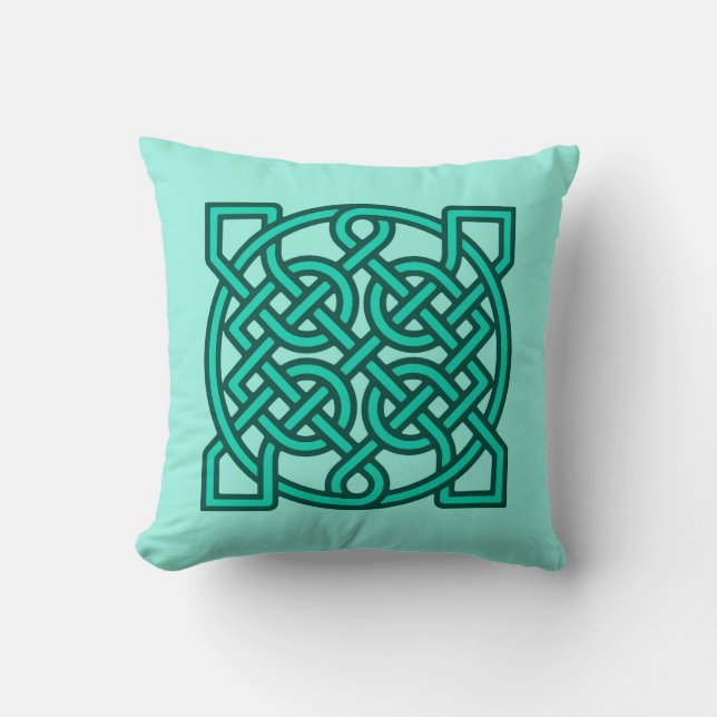 Celtic Sailor's Knot, Turcos, Aqua and Teal Kudde (Framsida)
