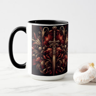 Celtic Scottish Red and Bronze Sword Mugg
