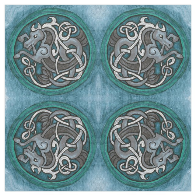 Celtic Seahorsemönster Tyg (Provkarta)