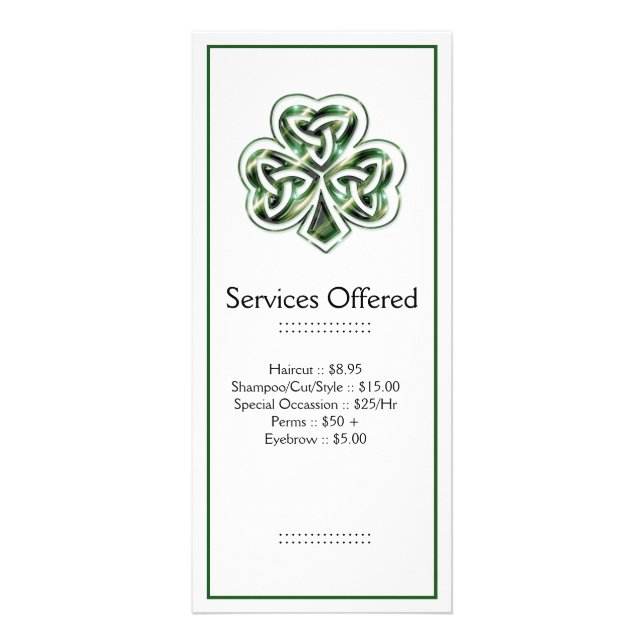 Celtic Shamrock Design 2 Services Rackkort 2 Reklamkort (Framsidan)