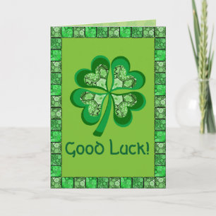 Celtic Shamrock Folk Art Lycka till Kort