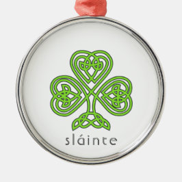 Celtic Shamrock Grönt St. Patrick Day Slainte Julgransprydnad Metall