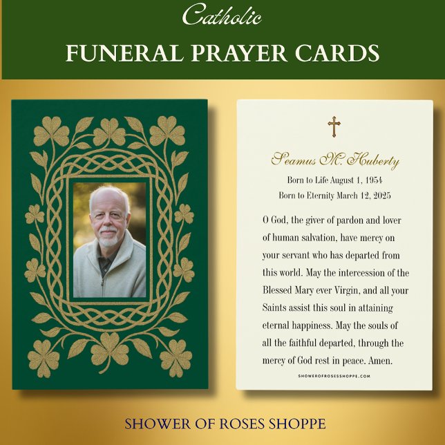 Celtic Shamrock Guld Funeral Memorial Prayer Card Visitkort (Skapare uppladdad)