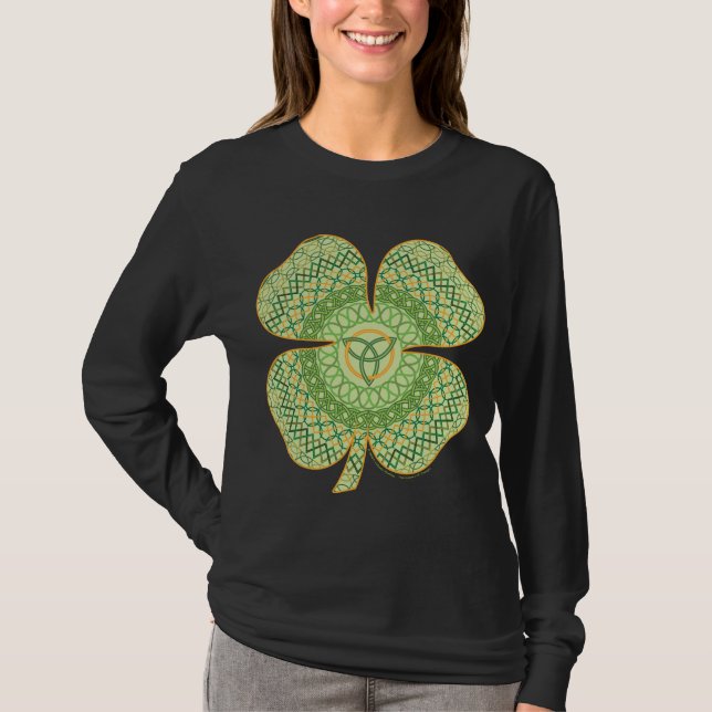 Celtic Shamrock Kvinnors Mörka Tröja (Framsida)