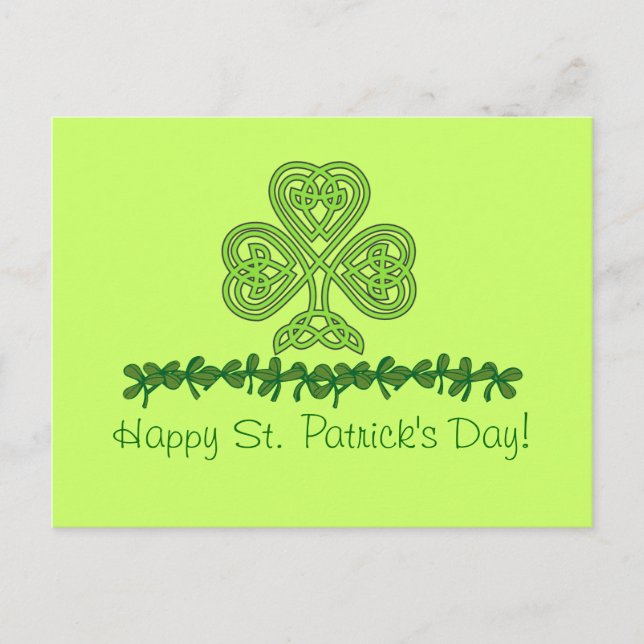 Celtic Shamrock St. Patrick's Day Postcard Vykort (Framsida)
