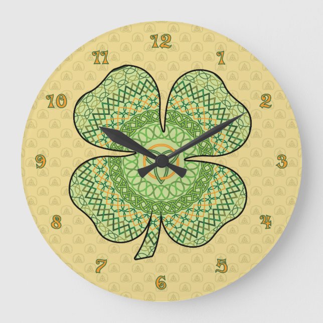 Celtic Shamrock Stor Klocka (Framsida)