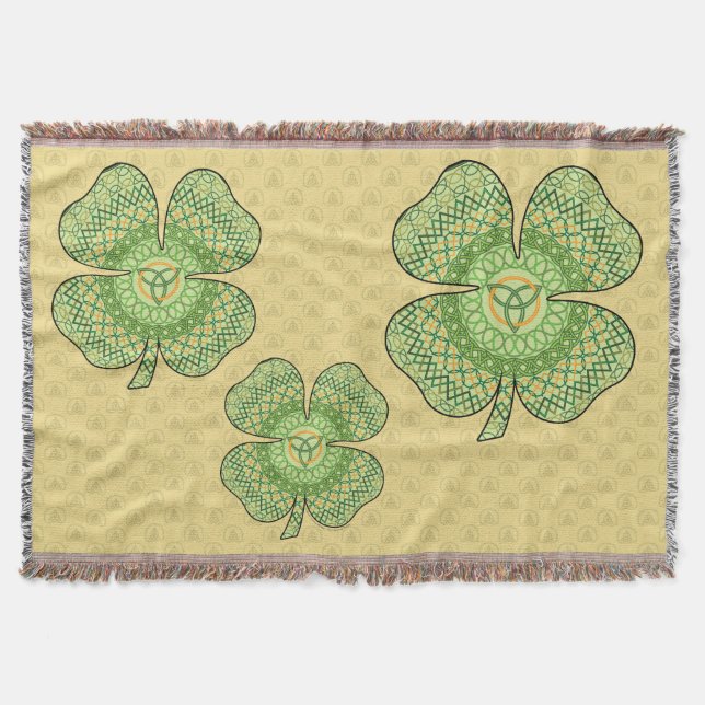 Celtic Shamrock Throw Blanket Mysfilt (Framsidan)