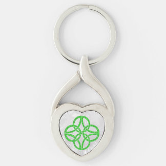 Celtic Shamrock Twisted Heart Silverfärgad Nyckelring