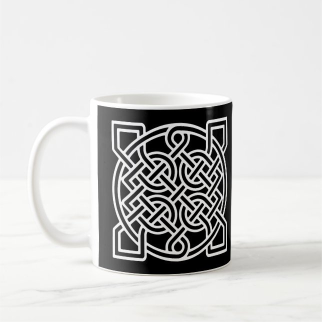 Celtic sjöman fnurra, vit på en svart bakgrund kaffemugg (Vänster)