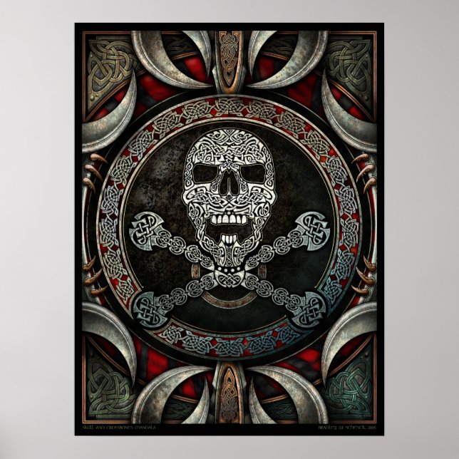 Celtic Skull & Crossbone Mandala Poster (18 x 24 t (Framsidan)