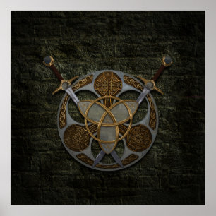 Celtic skyddar och svärd poster