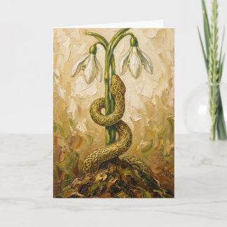 Celtic Snake Snowdrops Imbolc Rebirth Fantasy Art Kort