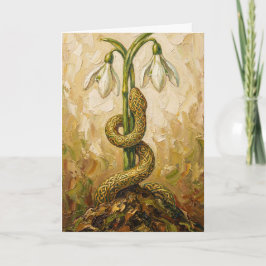 Celtic Snake Snowdrops Imbolc Rebirth Fantasy Art Kort