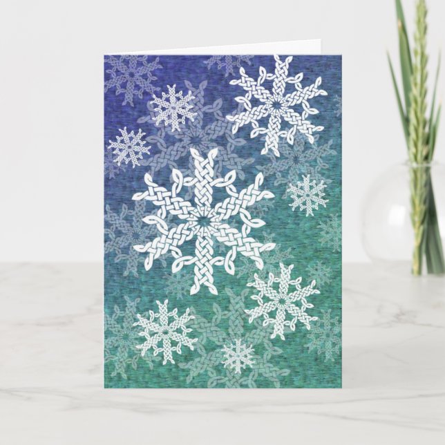 Celtic snöflingorhälsningkort helgkort (Framsida)