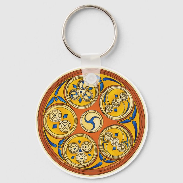 Celtic Spiral Keychain, Lughnasadh Design Nyckelring (Framsida)