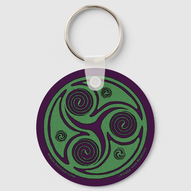 Celtic Spiral Keychain, Triskelion design #1 Nyckelring (Framsida)