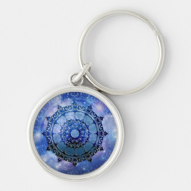 Celtic Spirit Mandala Rund Silverfärgad Nyckelring (Framsidan)