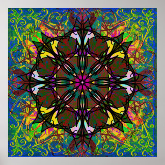 Celtic Stached Glass Bohemian Tribal Mandala Tile Poster