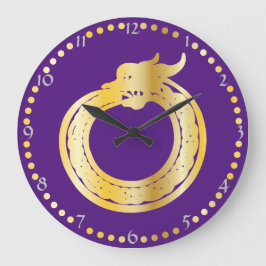 Celtic Stil Guld Toned Ouroboros Large Clock Stor Klocka