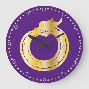 Celtic Stil Guld Toned Ouroboros Large Clock Stor Klocka