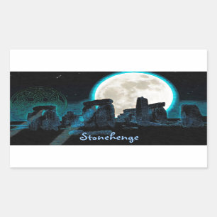 Celtic Stonehenge, Måne & Stars Astronomy Rektangulärt Klistermärke