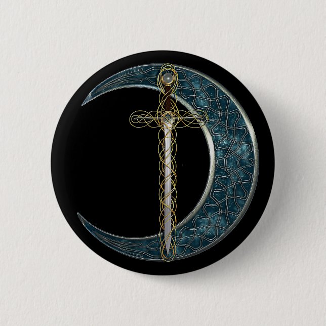 Celtic svärd och måne knapp (Framsida)